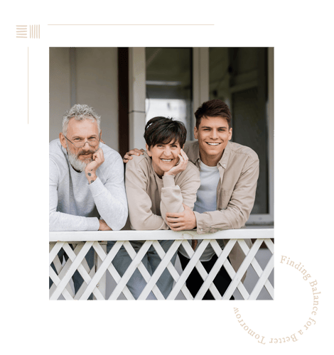 teenage son with his parents